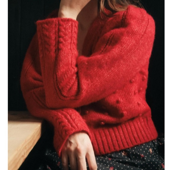 Christy Dawn Sweaters - Christy Dawn Gigi Candy Apple Red Women's Bobble Alpaca Sweater